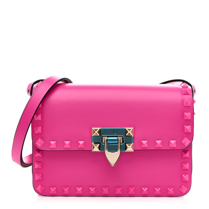 Valentino Garavani Smooth Calfskin Enamel Tonal Small Rockstud23 Shoulder Bag Pink PP 1 of 11