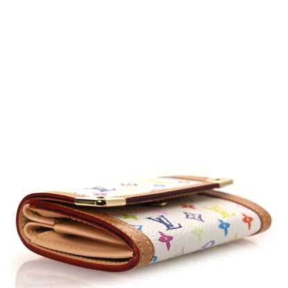 Louis Vuitton Monogram Multicolor Porte-Monnaie Plat Coin Purse White 4 of 6