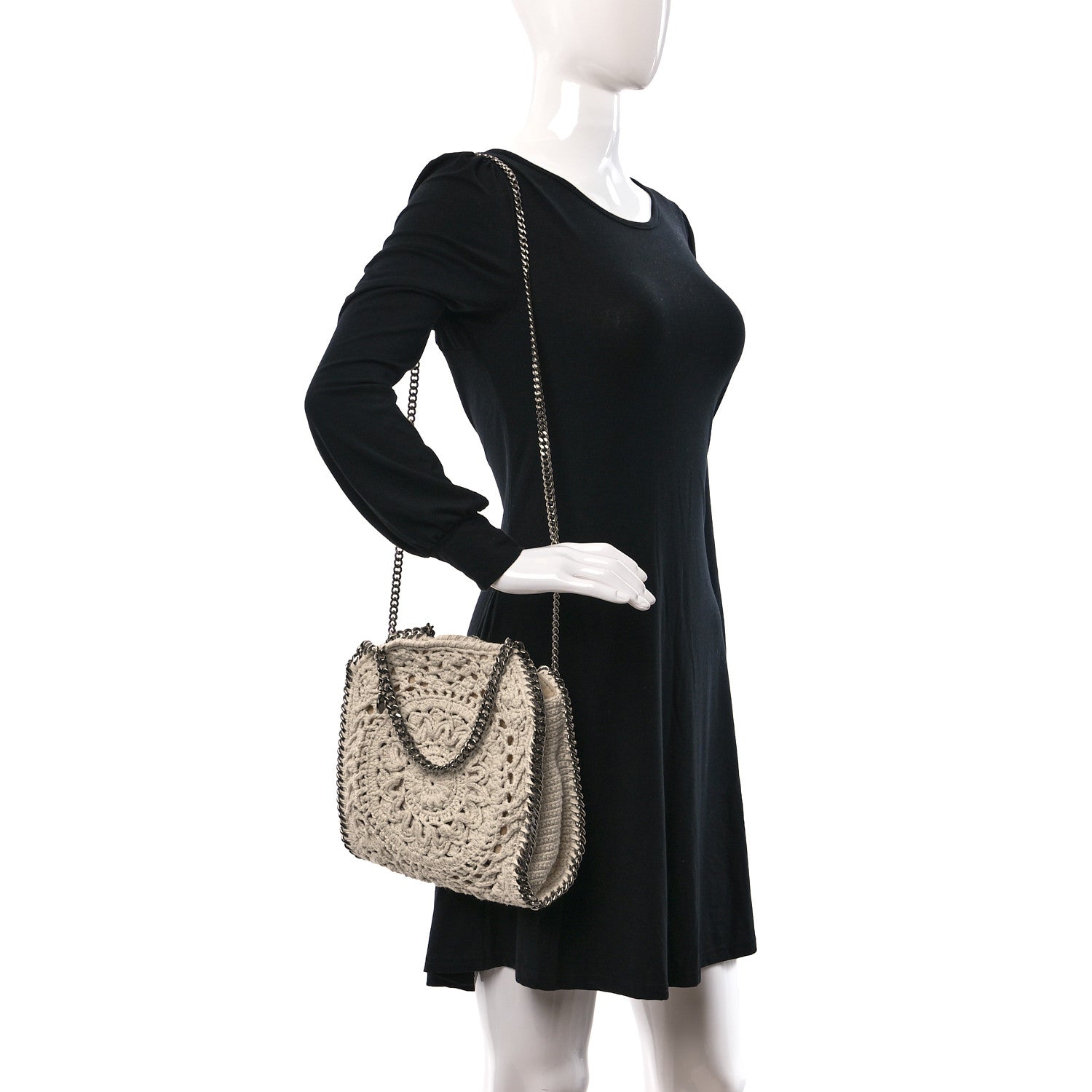 Stella McCartney Cotton Crochet Falabella Ajouree Tote Bag White 2 of 9