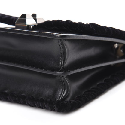 Fendi Velvet Vitello Liberty Crystal Logo Lace Up Small Kan I Shoulder Bag Black 7 of 10