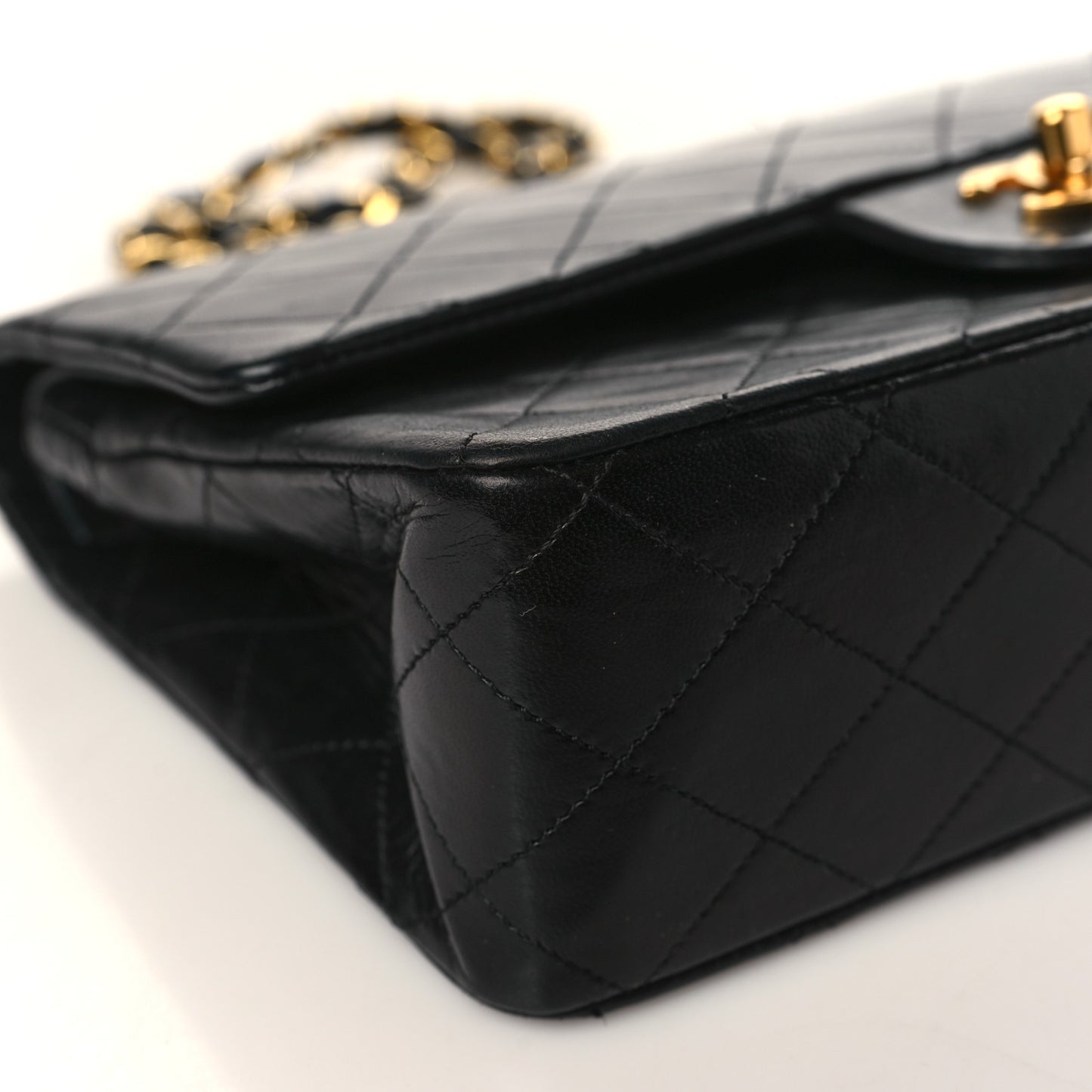 Lambskin Quilted Medium Double Flap Black