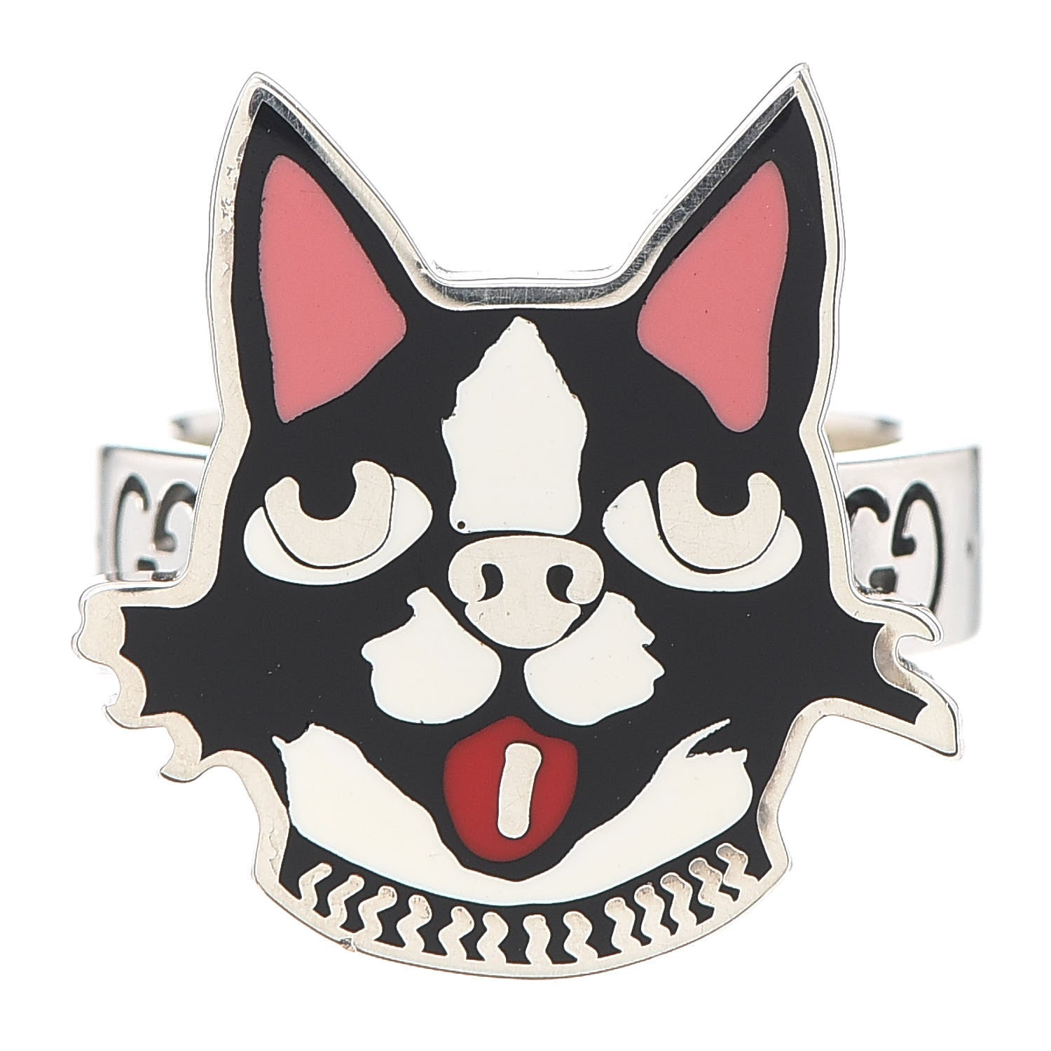 Gucci Sterling Silver Enamel Bosco Ring 54 7 1 of 6