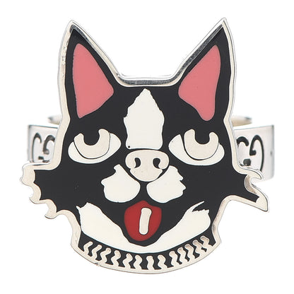 Gucci Sterling Silver Enamel Bosco Ring 54 7 1 of 6