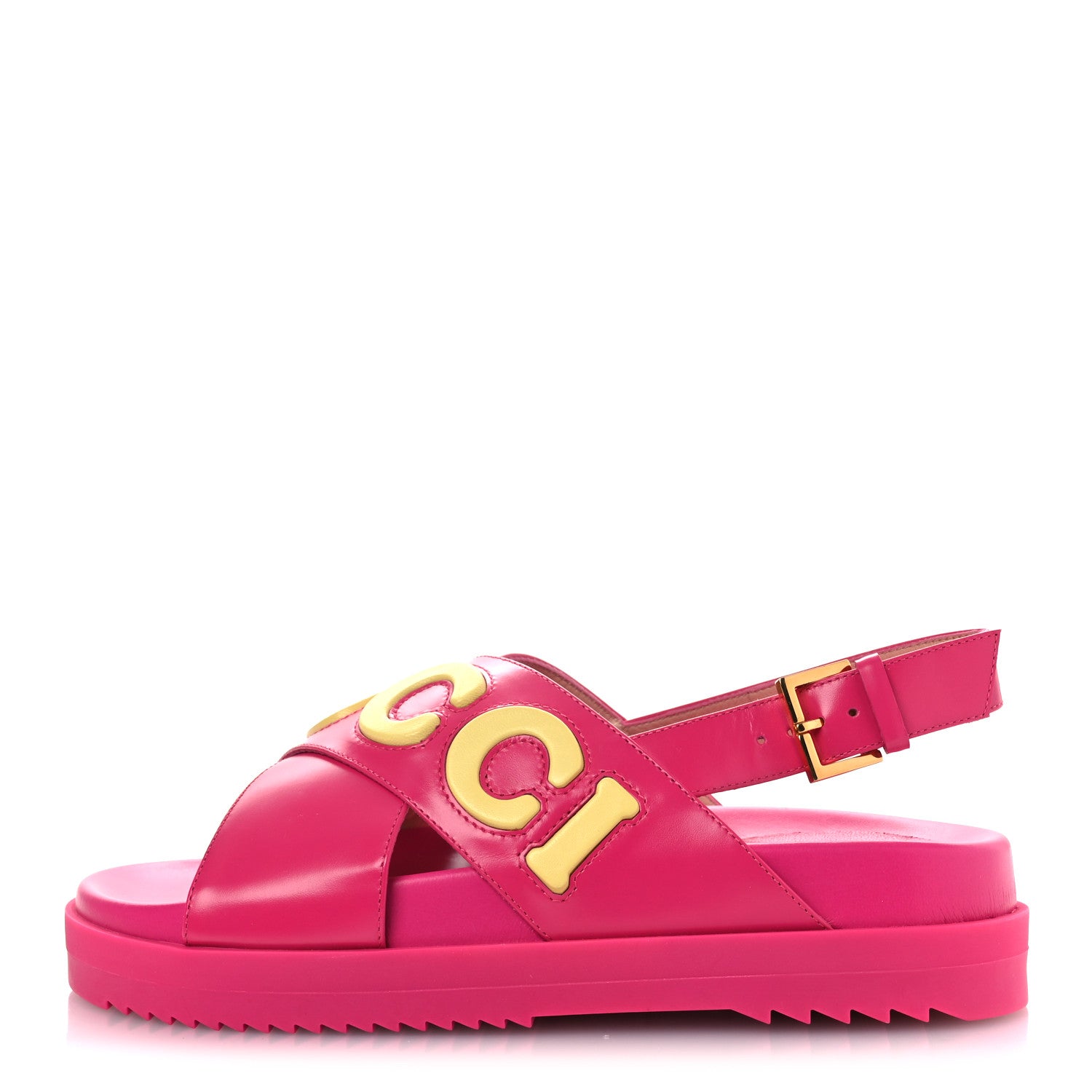 Gucci Calfskin Elizabeth Nappa Charlotte Logo Slingback Sandals 36 Fancy Fuchsia 1 of 11