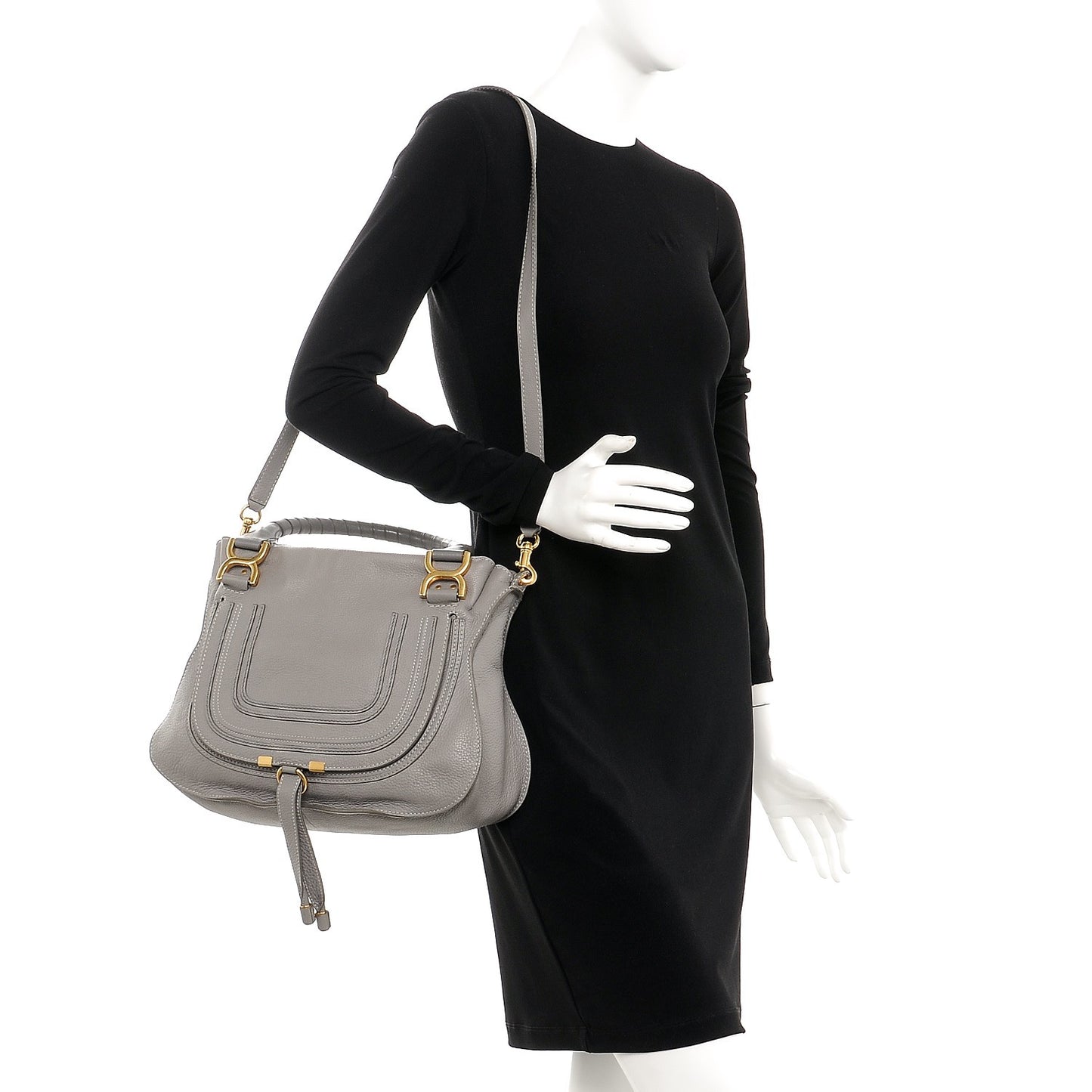 Calfskin Medium Marcie Satchel Cashmere Grey