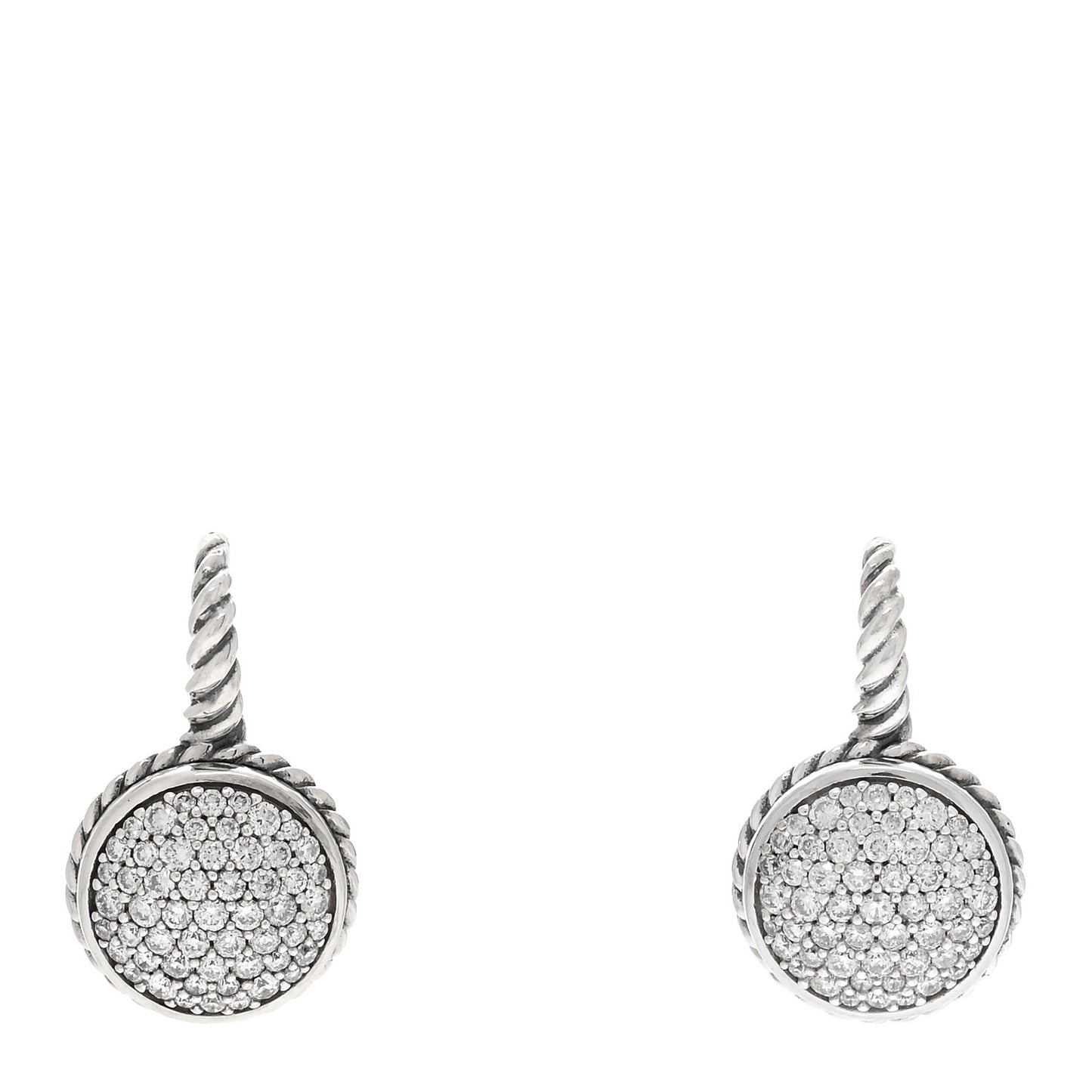 Sterling Silver Pave Diamond Drop Earrings