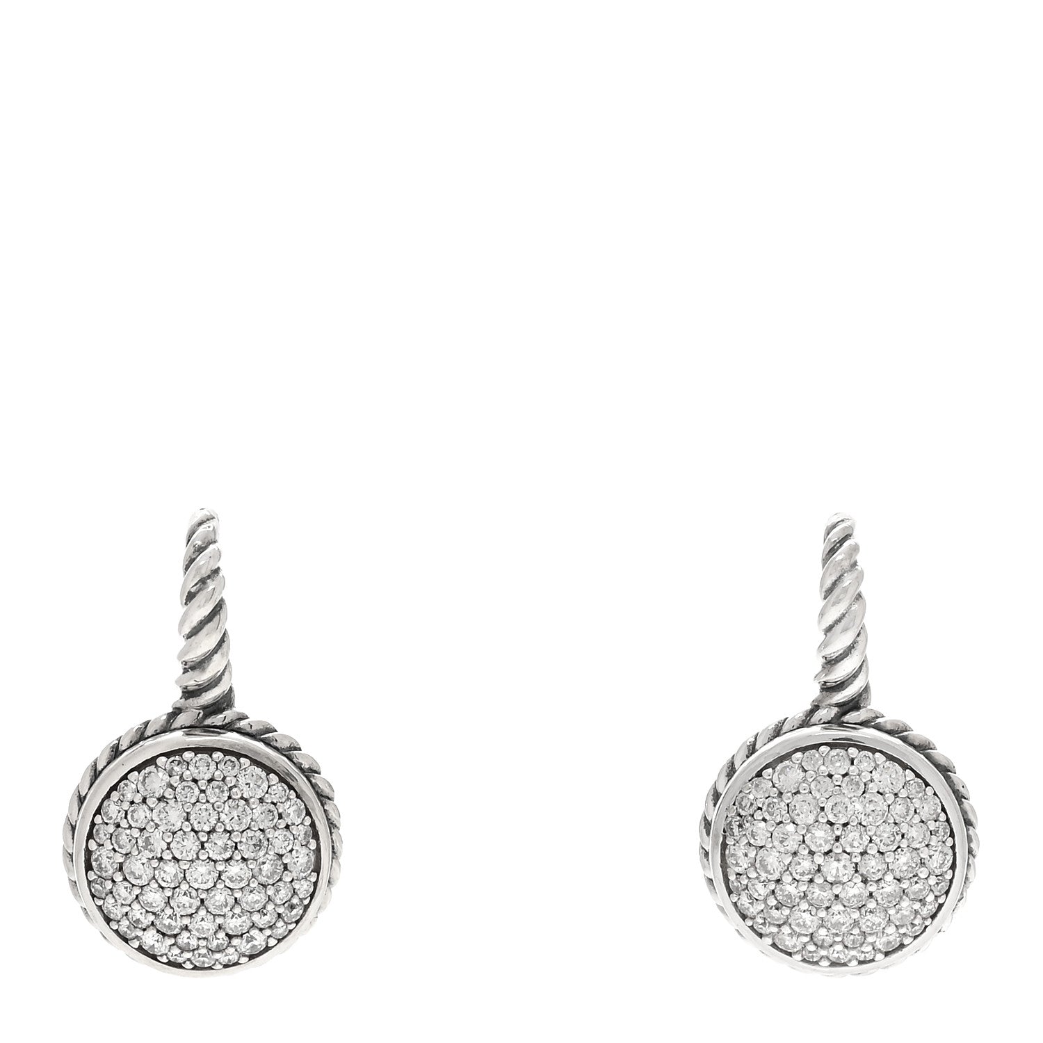 David Yurman Sterling Silver Pave Diamond Drop Earrings 1 of 4