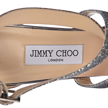 Jimmy Choo Glitter Fabric Fearne Wedge Sandals 41 Anthracite 7 of 12