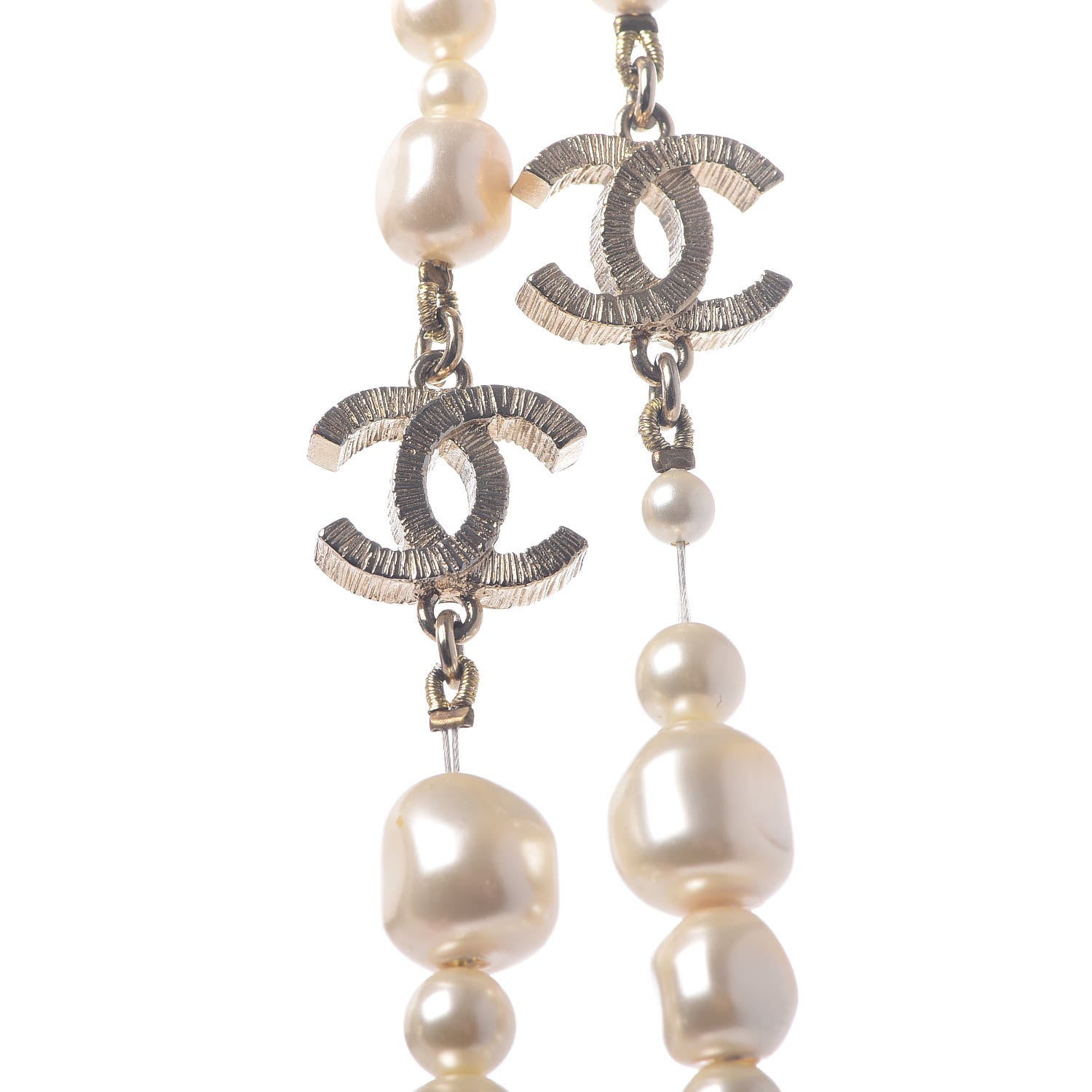 Chanel Graduated Pearl CC Long Necklace Light Gold 8 of 8
