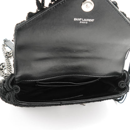 Saint Laurent Calfskin Crochet Baby Monogram Chain Satchel Black 5 of 8