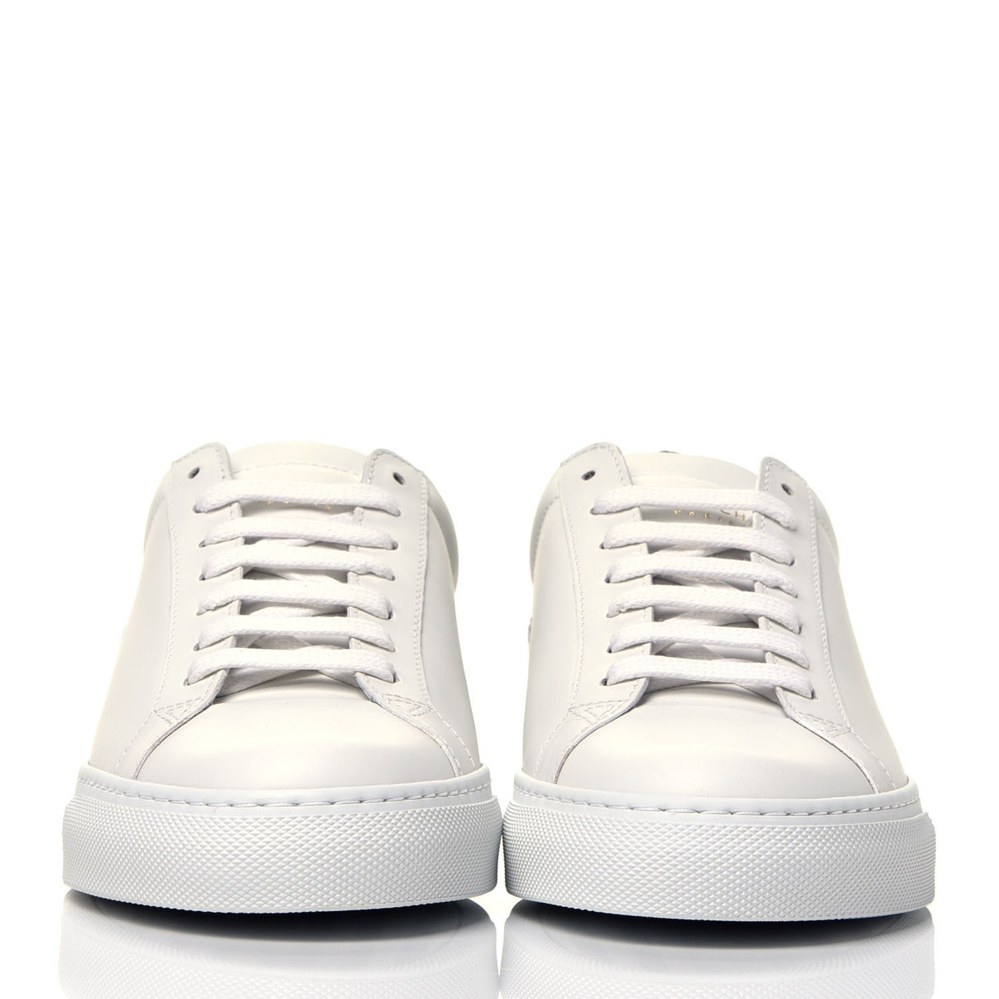 Calfskin Reverse Logo Womens Urban Street Sneakers 37 White Silver