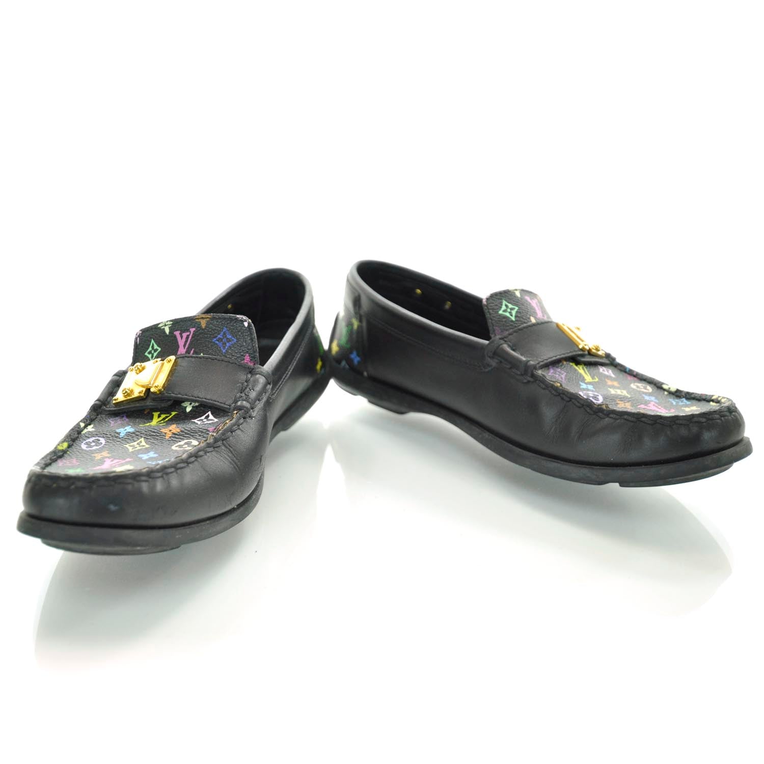Louis Vuitton Monogram Multicolor Black Loafers 35 1 of 8