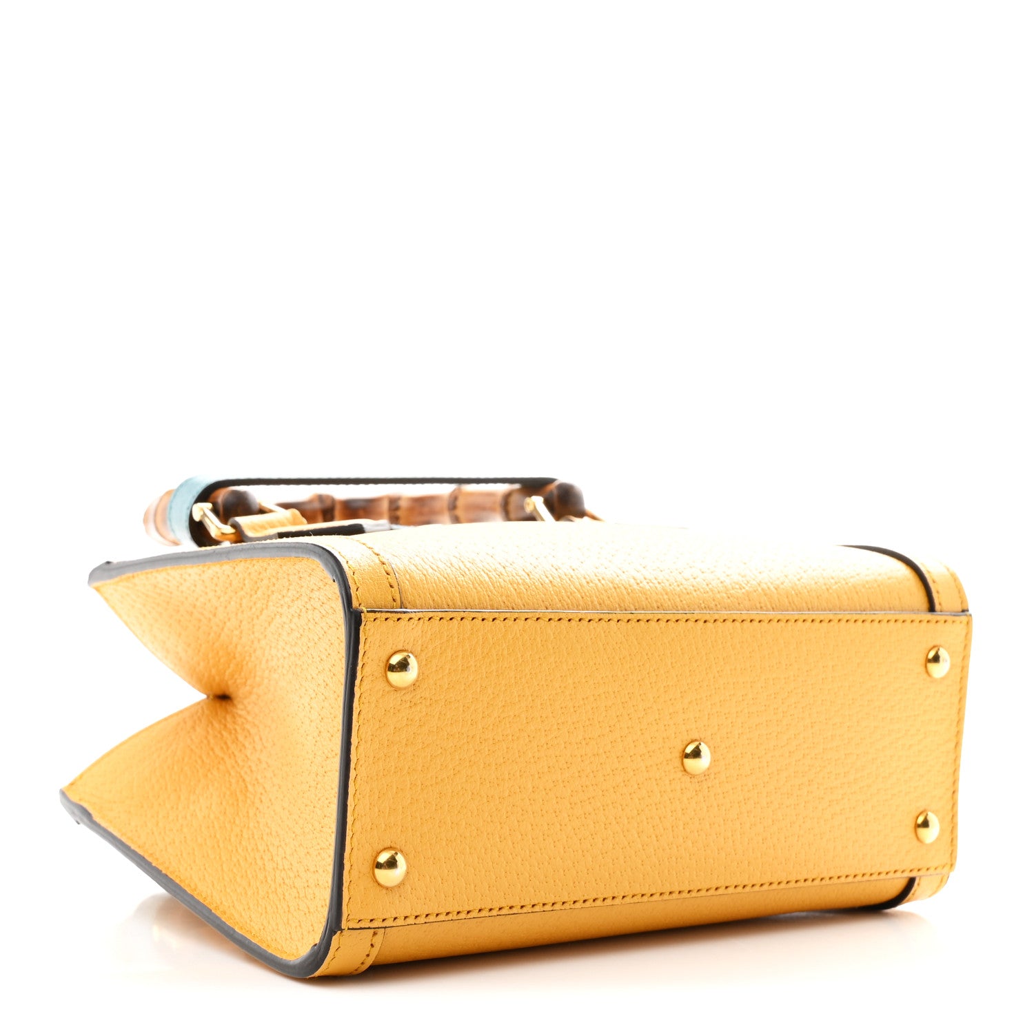 Gucci Textured Dollar Calfskin Web Mini Diana Tote Bag Yellow