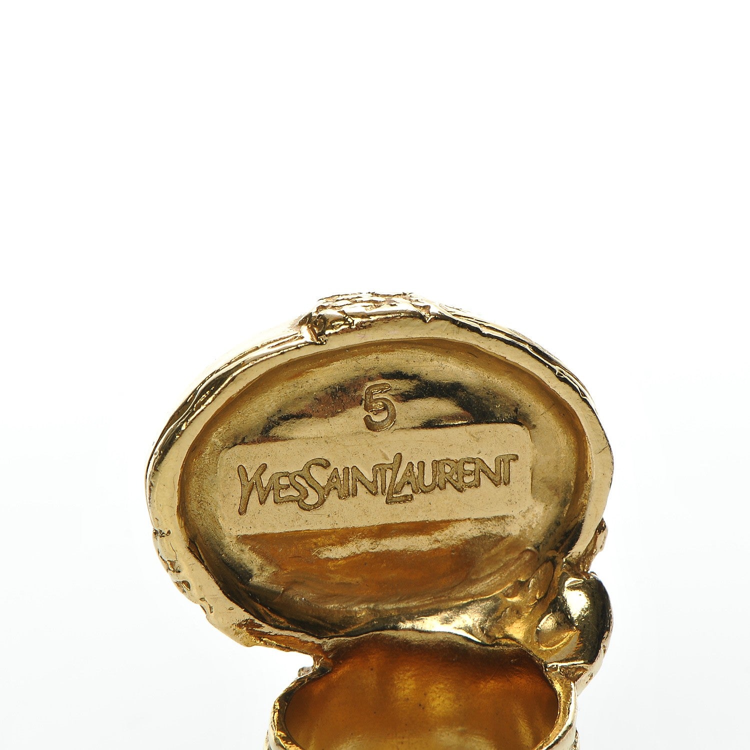 Saint Laurent Glass Cabochon Arty Ovale Ring 5 Gold Turquoise 4 of 5