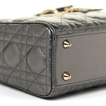 Christian Dior Metallic Grained Calfskin Cannage My ABCDior Lady Dior Gunmetal 7 of 10