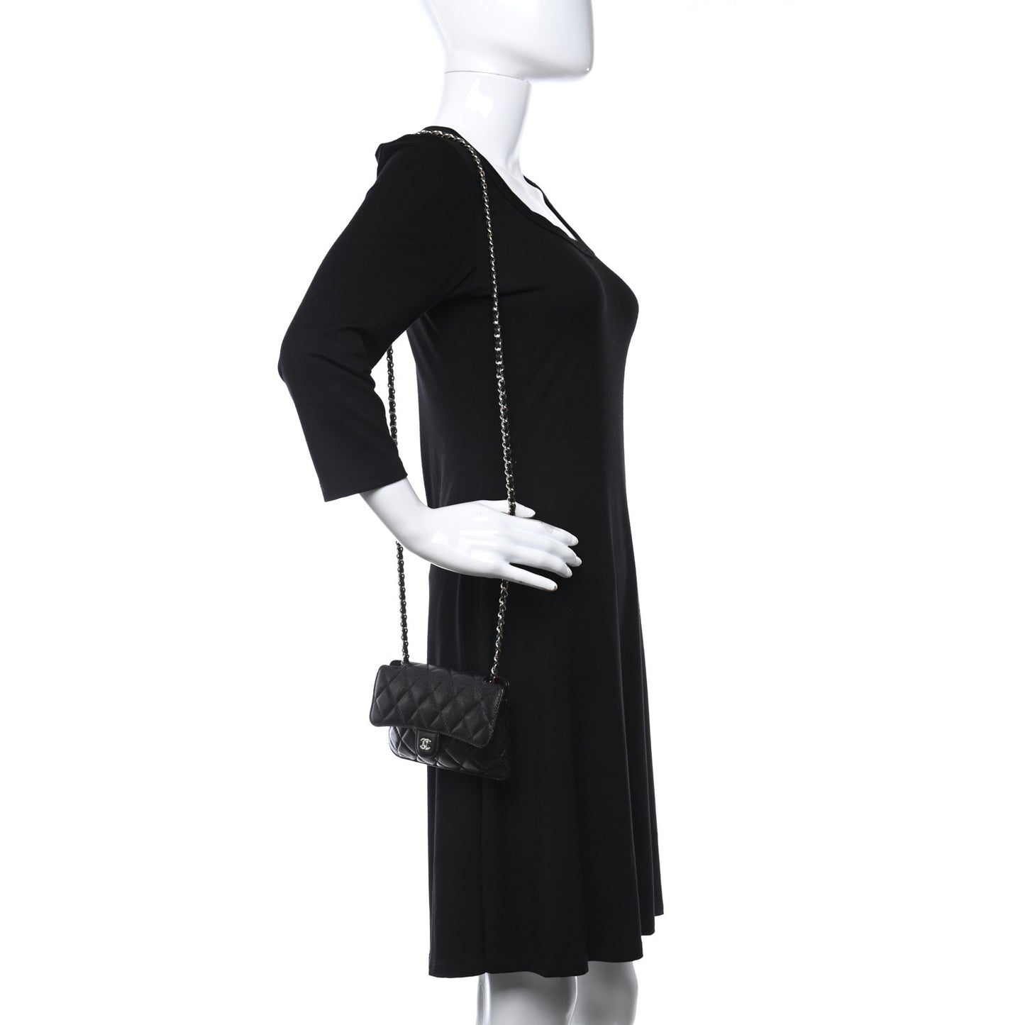 Caviar Fabric Graffiti Foldable Tote Bag With Chain Black Multicolor