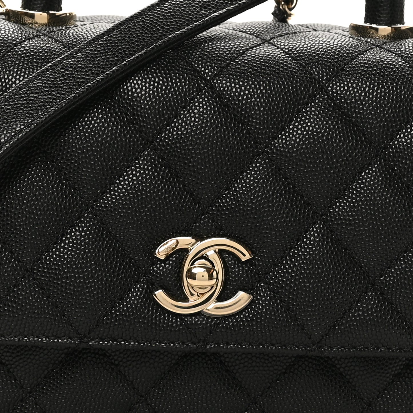 Caviar Quilted Mini Coco Handle Flap Black Black