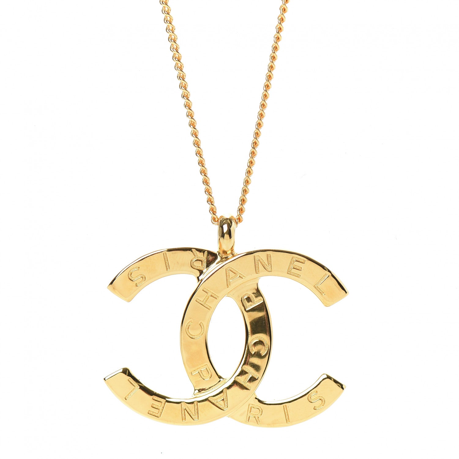 Chanel Metal CC Paris Button Necklace Gold 4 of 6