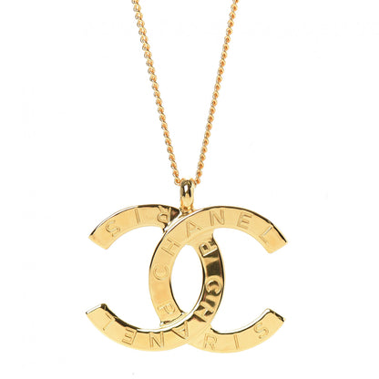 Chanel Metal CC Paris Button Necklace Gold 4 of 6