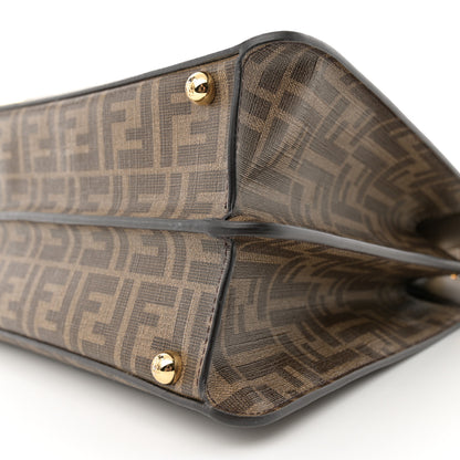 Fendi Glazed Fabric Vitello FF 1974 Hairdo Girls Inlay Medium Peekaboo Iconic Satchel Mogano Panna Multicolor 9 of 10