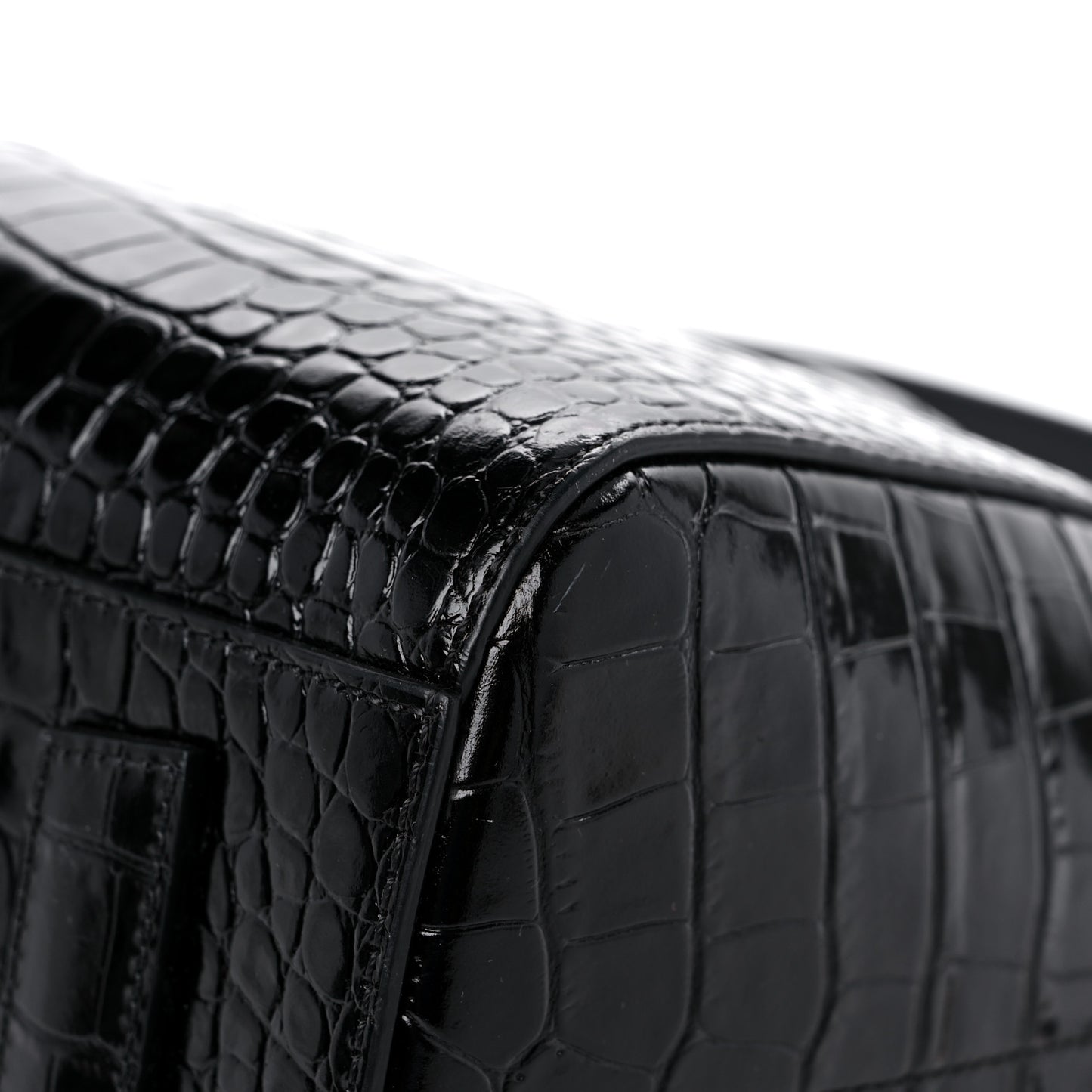 Calfskin Crocodile Embossed Small Antigona Black