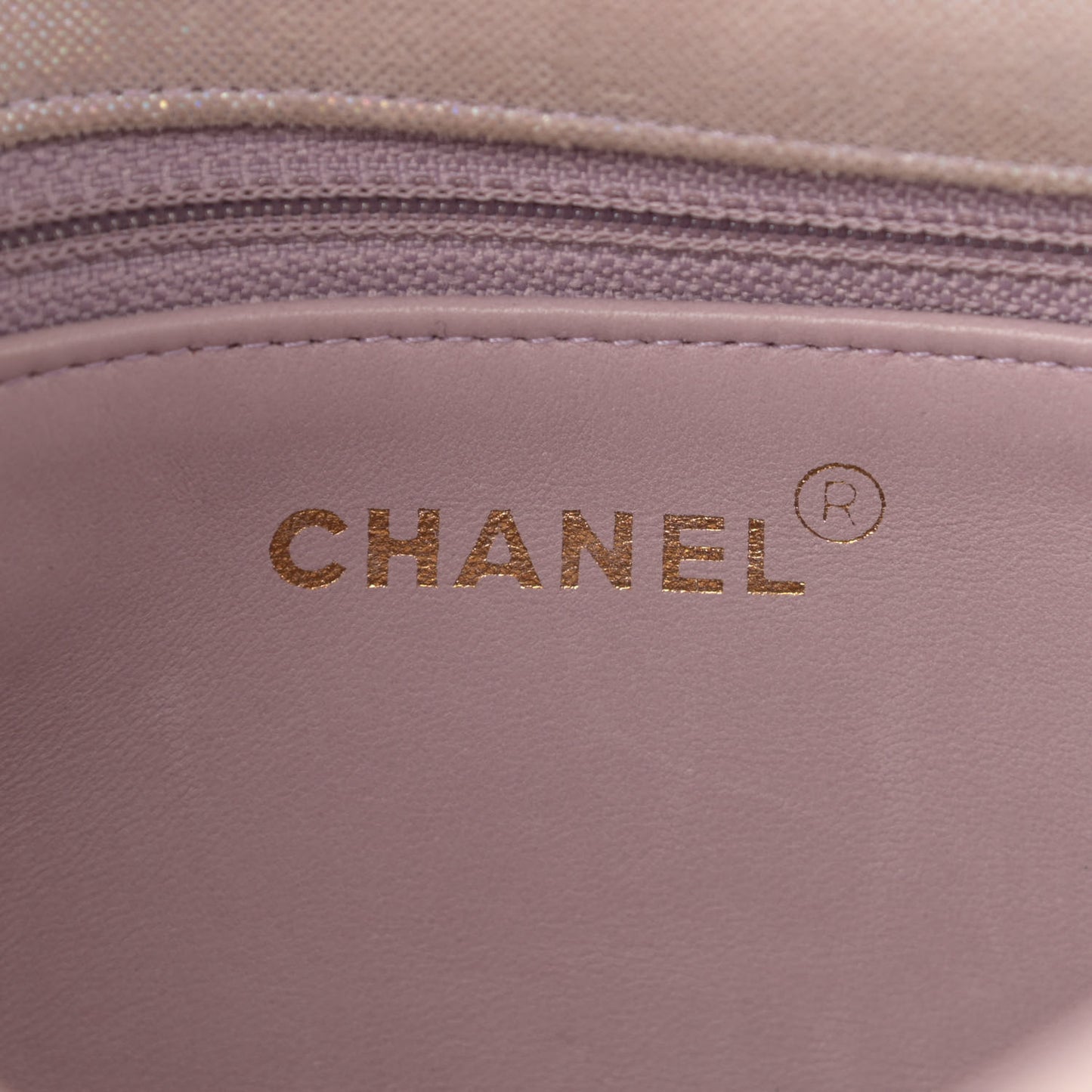 Iridescent Canvas Mini Camellia Flap Light Purple