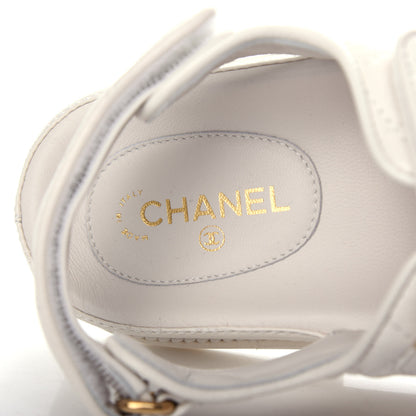 Chanel Grained Calfskin Velcro Dad Sandals 35.5 White 9 of 11