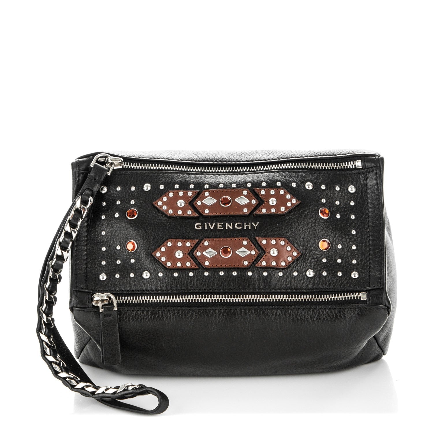 Givenchy Calfskin Embellished Pandora Wristlet Black 1 of 7