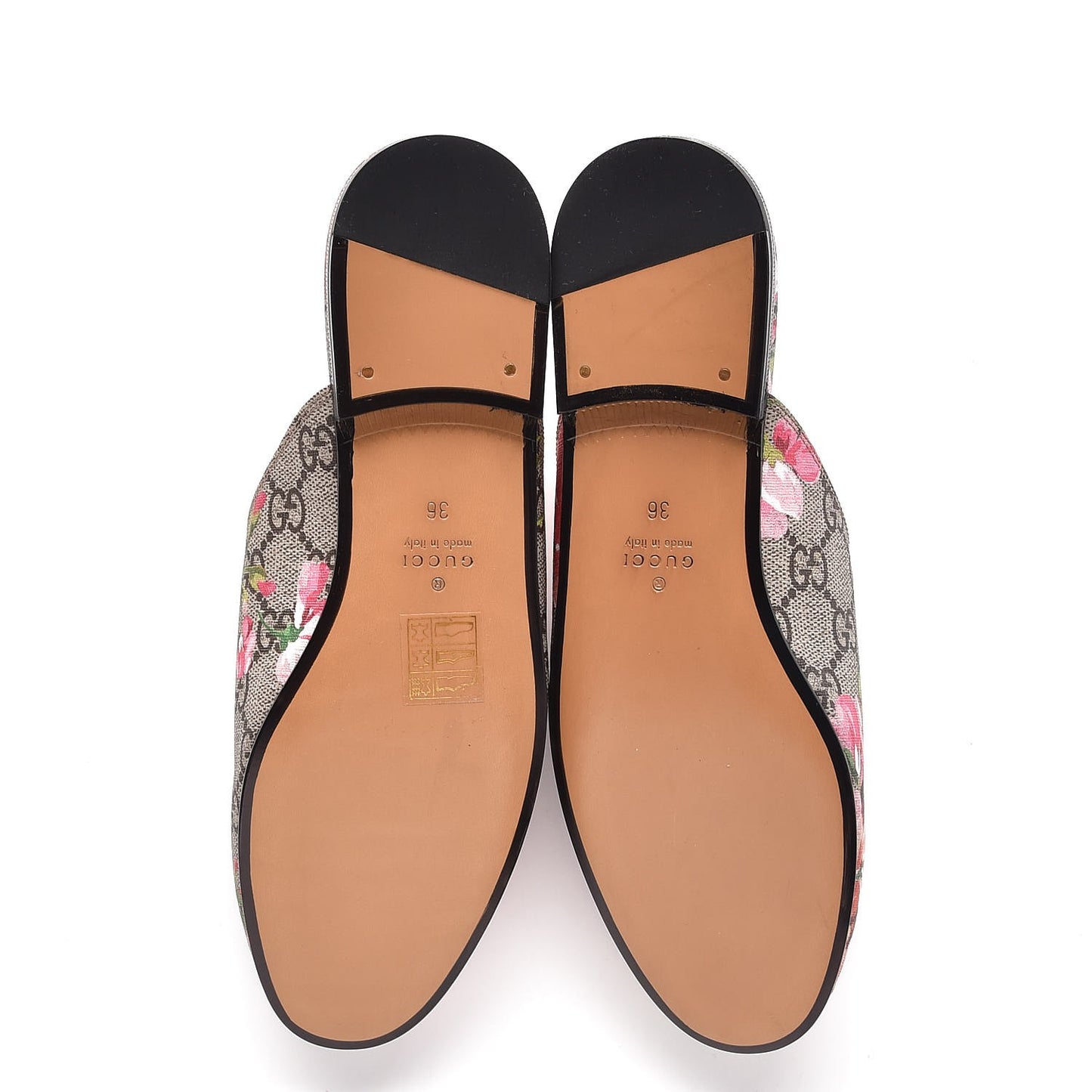 GG Supreme Monogram Blooms Womens Princetown Slippers 36 Beige Multicolor Dry Rose
