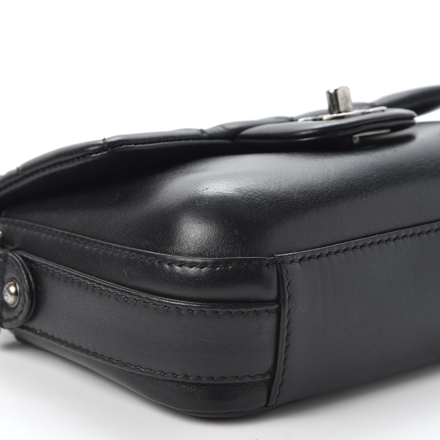 Calfskin Quilted Small Rock My Shoulder Flap Black
