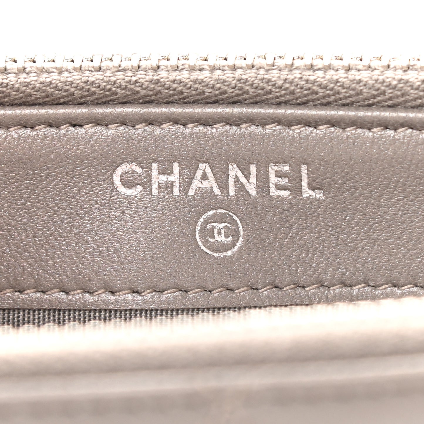 Calfskin Quilted Small Clutch With Chain Grey