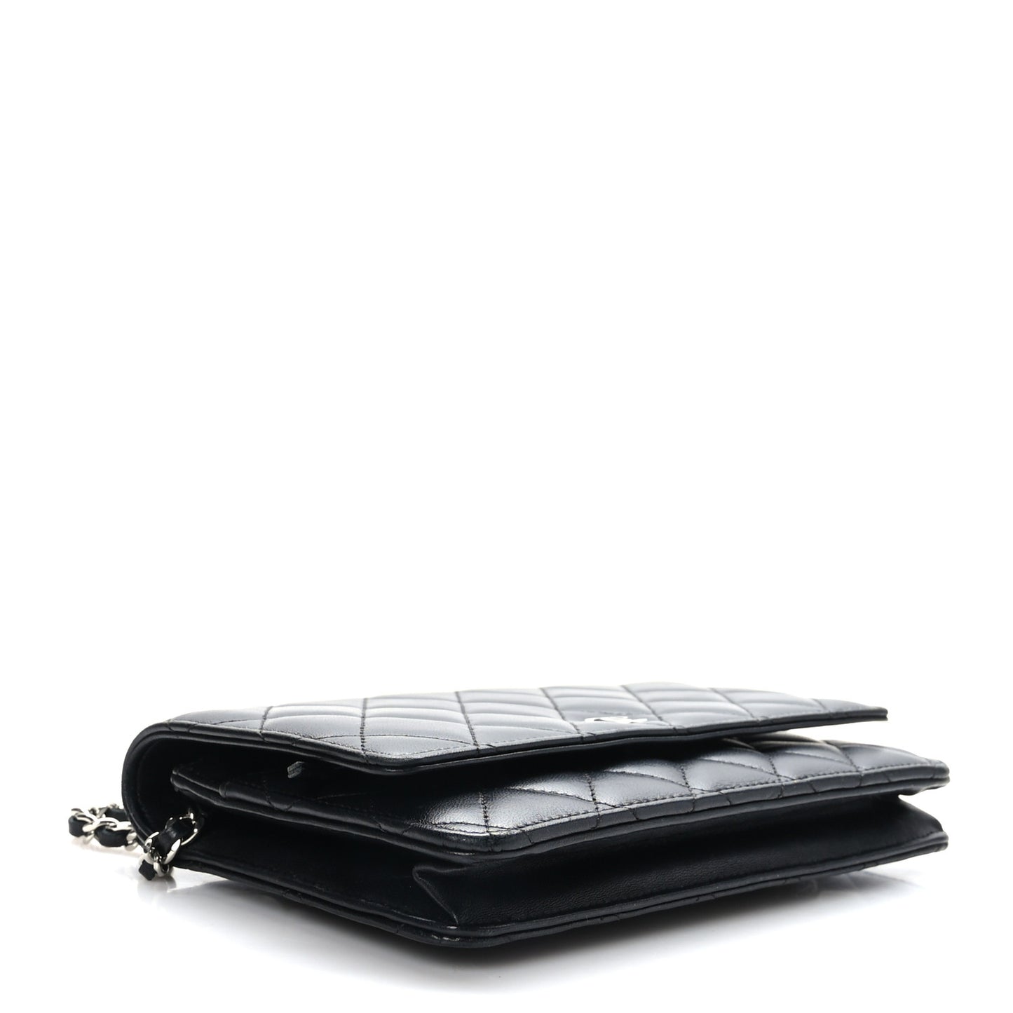 Lambskin Quilted Wallet On Chain WOC Black