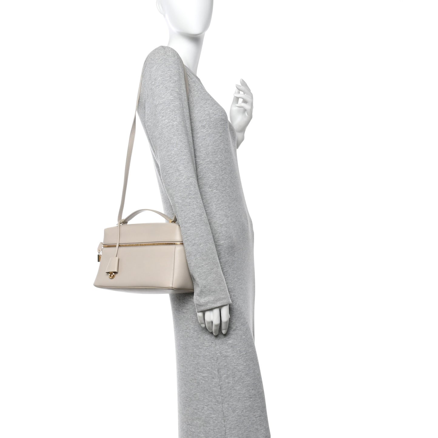 Linen Calfskin Extra Pocket L27 Light Travertine