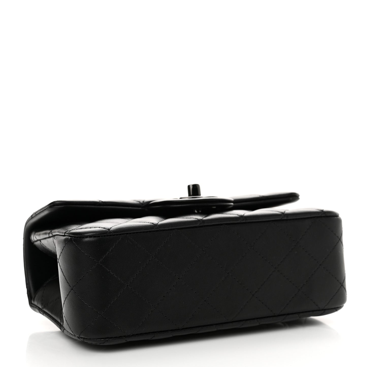 Lambskin Quilted Mini Top Handle Rectangular Flap So Black