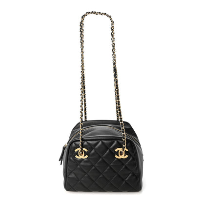 Chanel Lambskin Quilted Small Eyes On You Bowling Bag Black 1 of 10