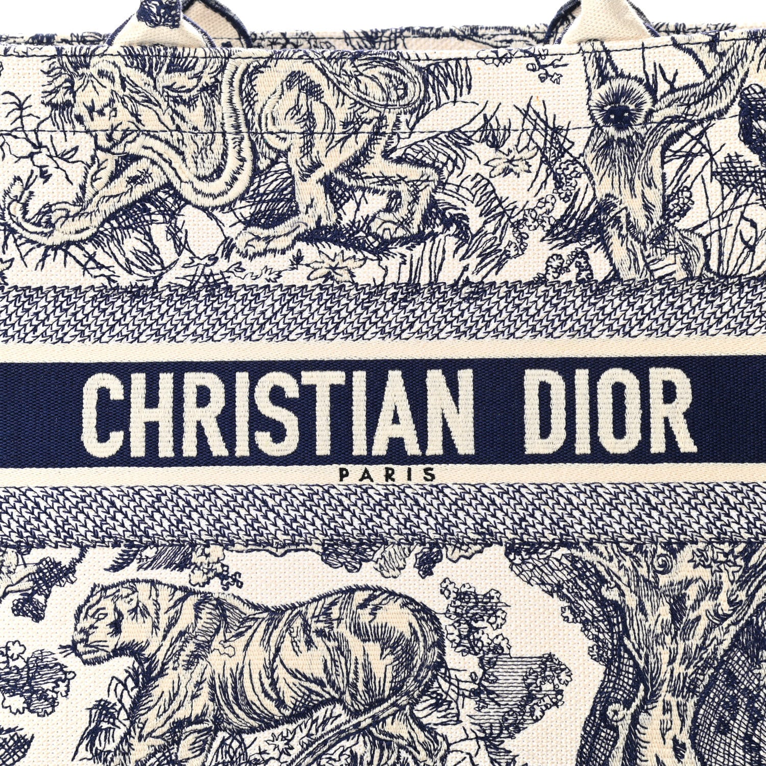 Christian Dior Canvas Embroidered Medium Dioriviera Toile De Jouy Book Tote Blue 8 of 10