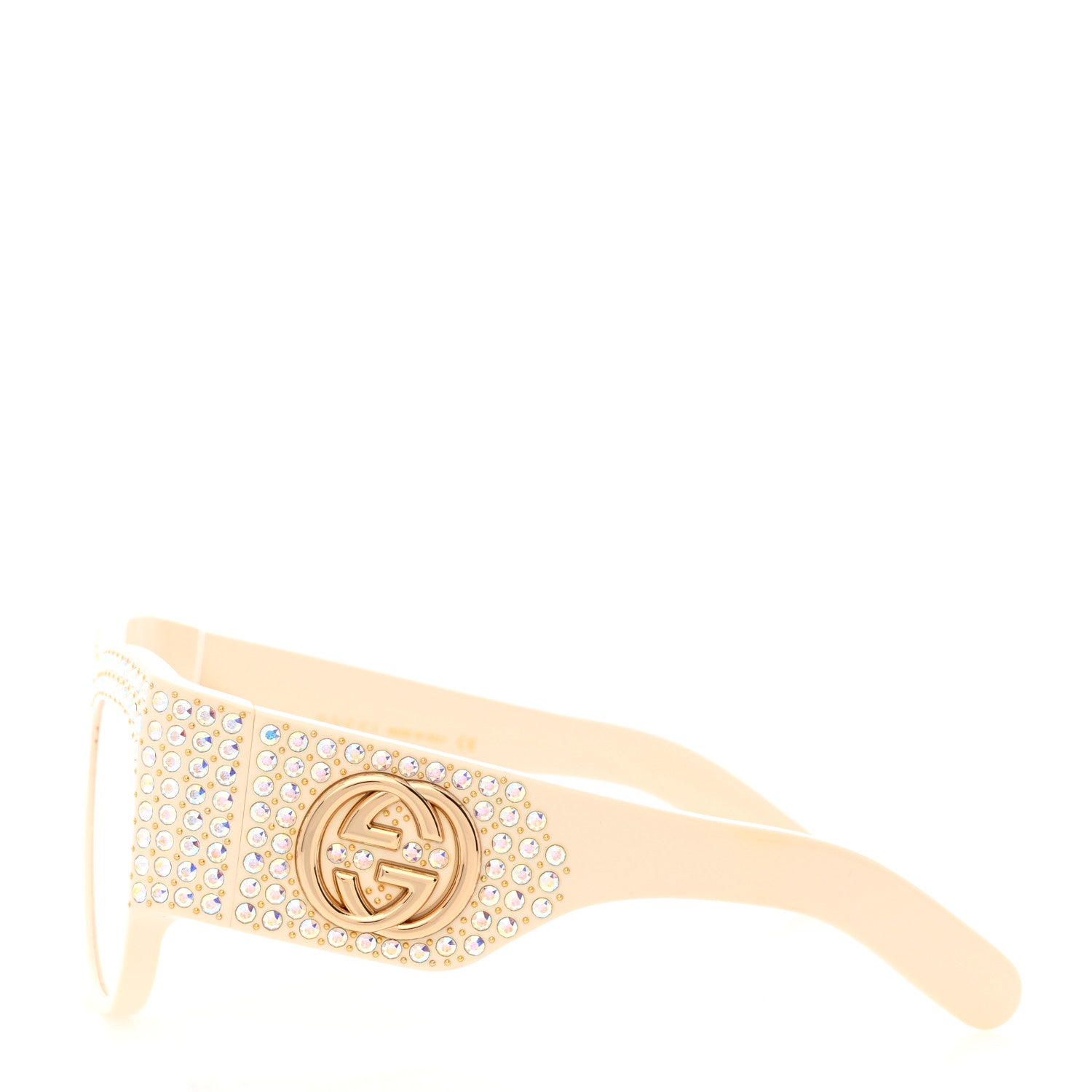 Gucci Acetate Crystal Oversize Hollywood Forever Sunglasses GG0144S Ivory 3 of 8