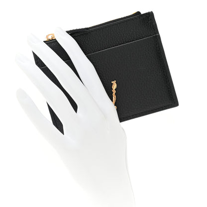 Versace Grained Calfskin Virtus Zip Card Case Black 2 of 7