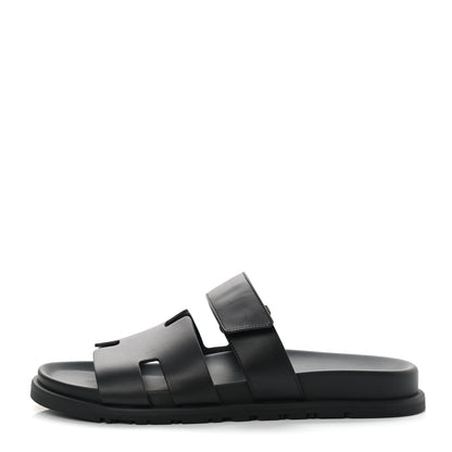 Hermes Calfskin Mens Chypre Sandals 41.5 Black 1 of 9