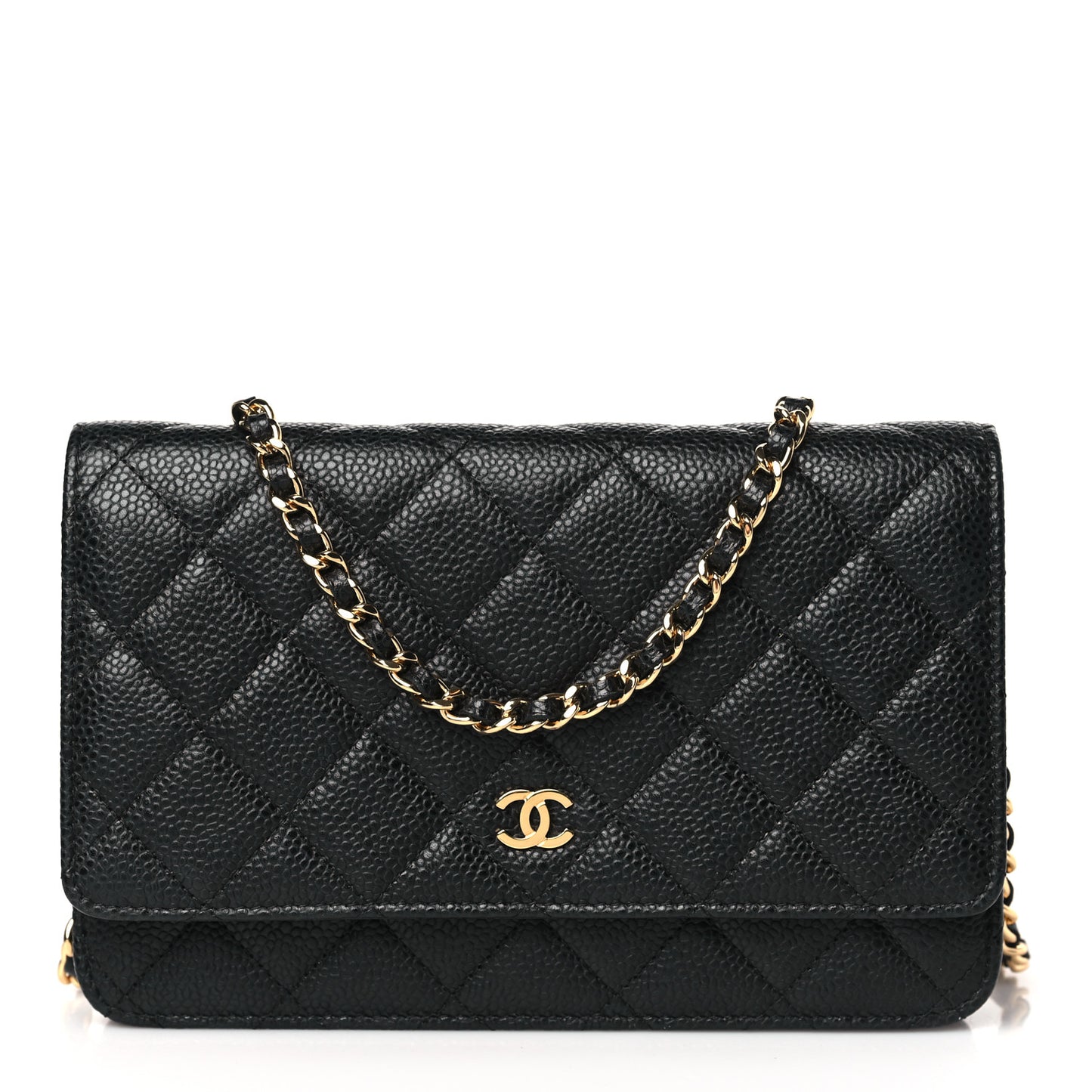 Caviar Quilted Wallet on Chain WOC Black