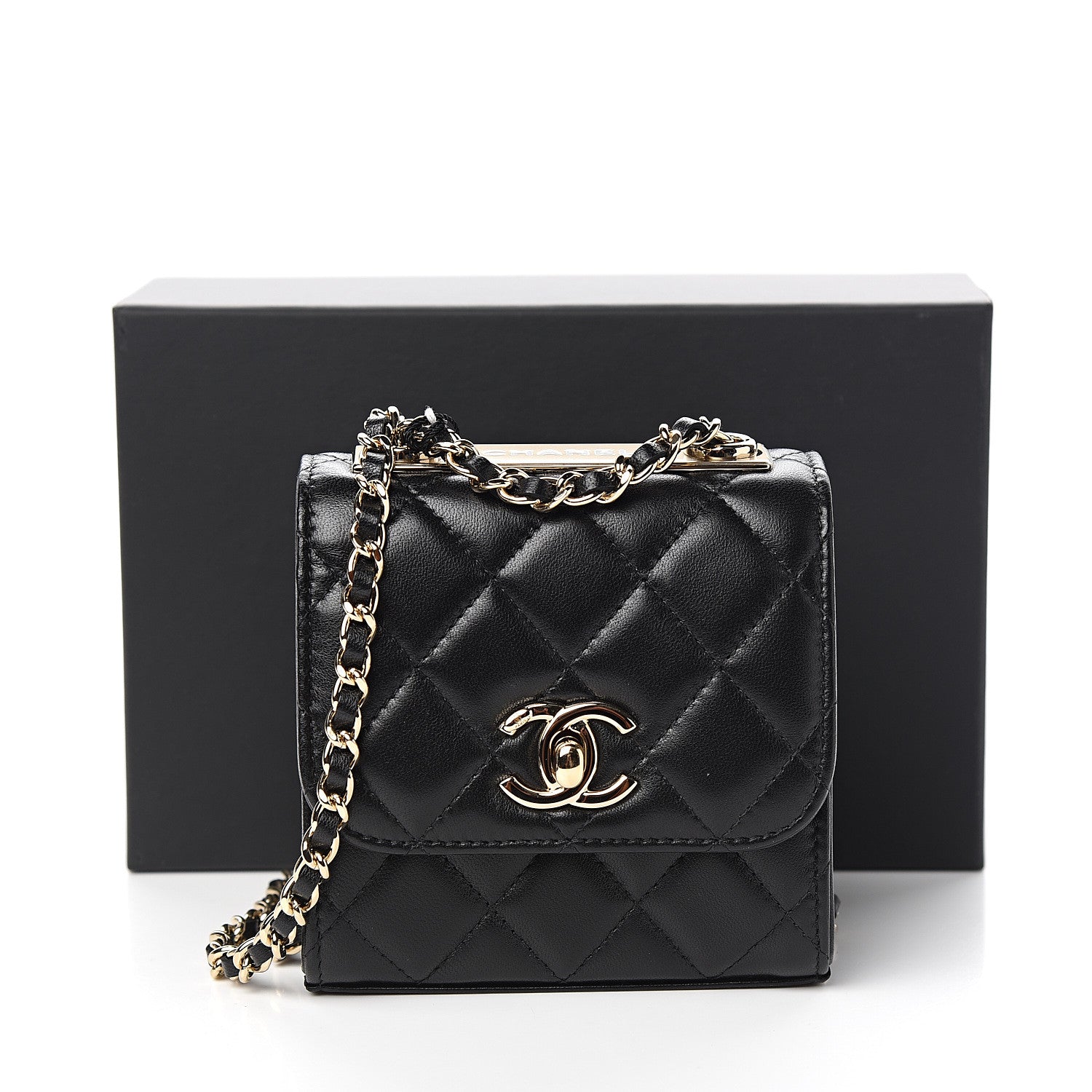 Chanel Lambskin Quilted Mini Trendy CC Chain Wallet Black 10 of 10