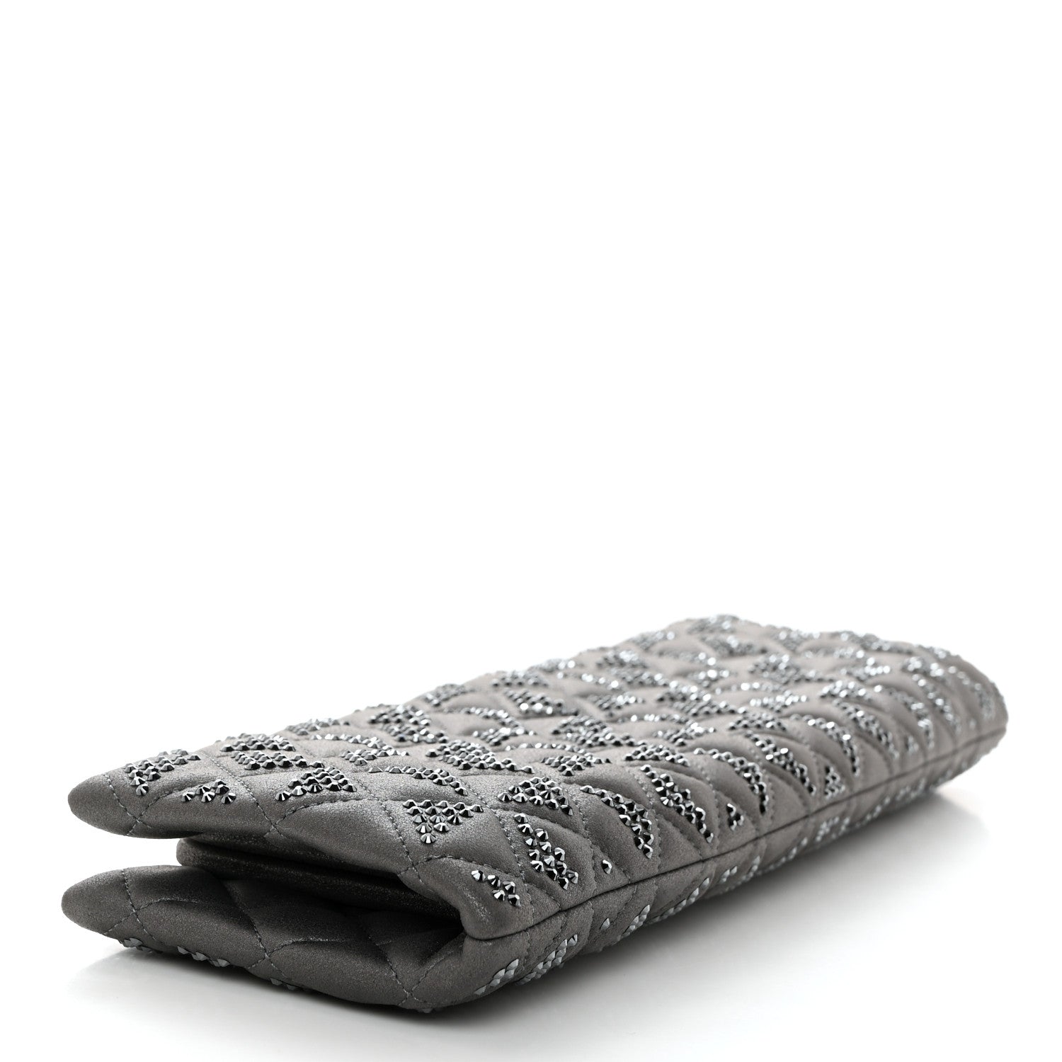 Chanel Iridescent Lambskin Crystal Quilted Clutch Dark Grey 4 of 7