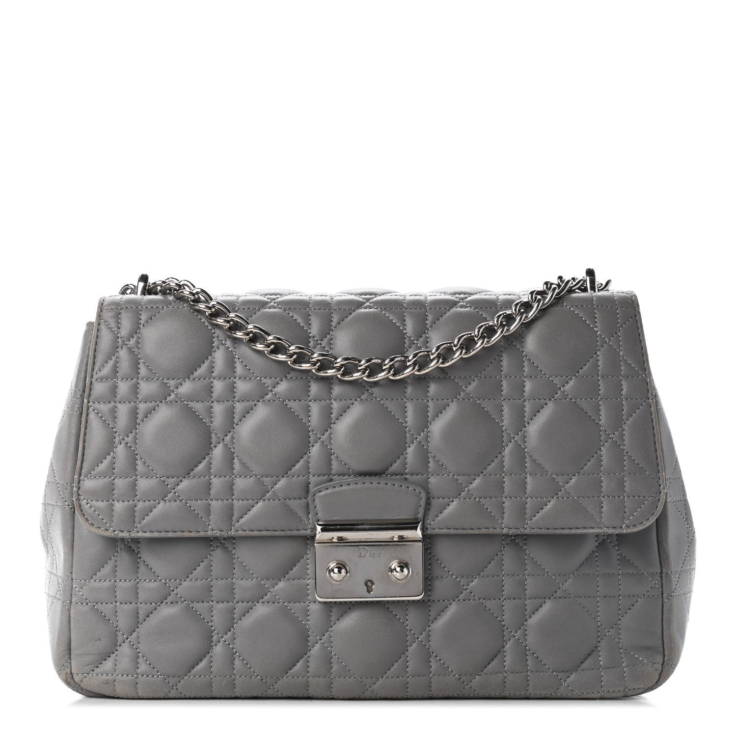 Lambskin Cannage Small Miss Dior Flap Grey