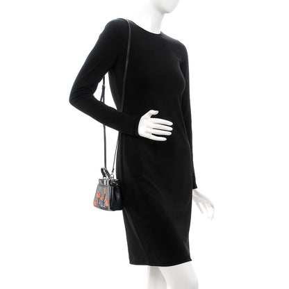 Fendi Shiny Nappa Botanic Garden Embroidered Micro Peekaboo Iconic Satchel Ocean Arancio 2 of 7