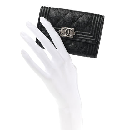Chanel Caviar Quilted Boy Flap Card Holder Black 2 of 9
