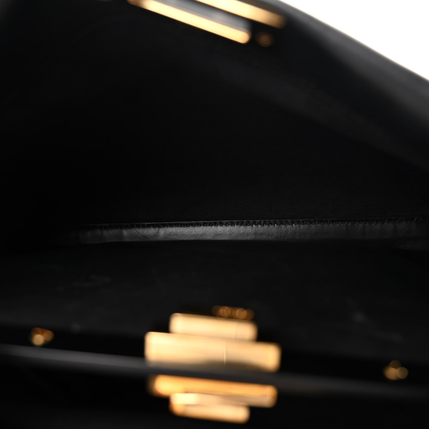 Fendi Vitello Seta Shiny Nappa Medium Peekaboo Iconic Satchel Black 6 of 10