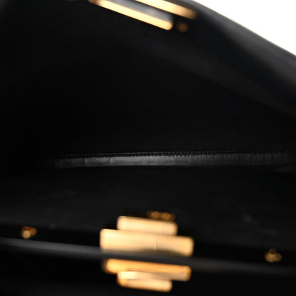 Fendi Vitello Seta Shiny Nappa Medium Peekaboo Iconic Satchel Black 6 of 10