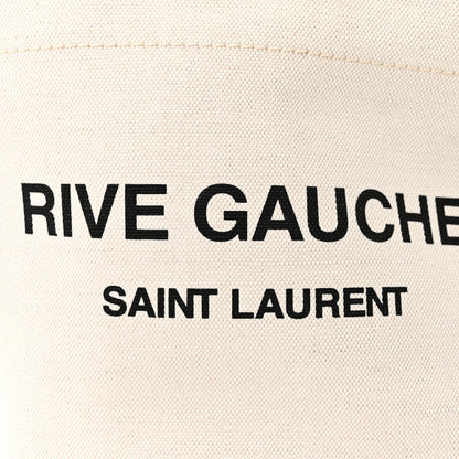 Saint Laurent Linen Calfskin Rive Gauche Bucket Bag Greggio Natural 8 of 10