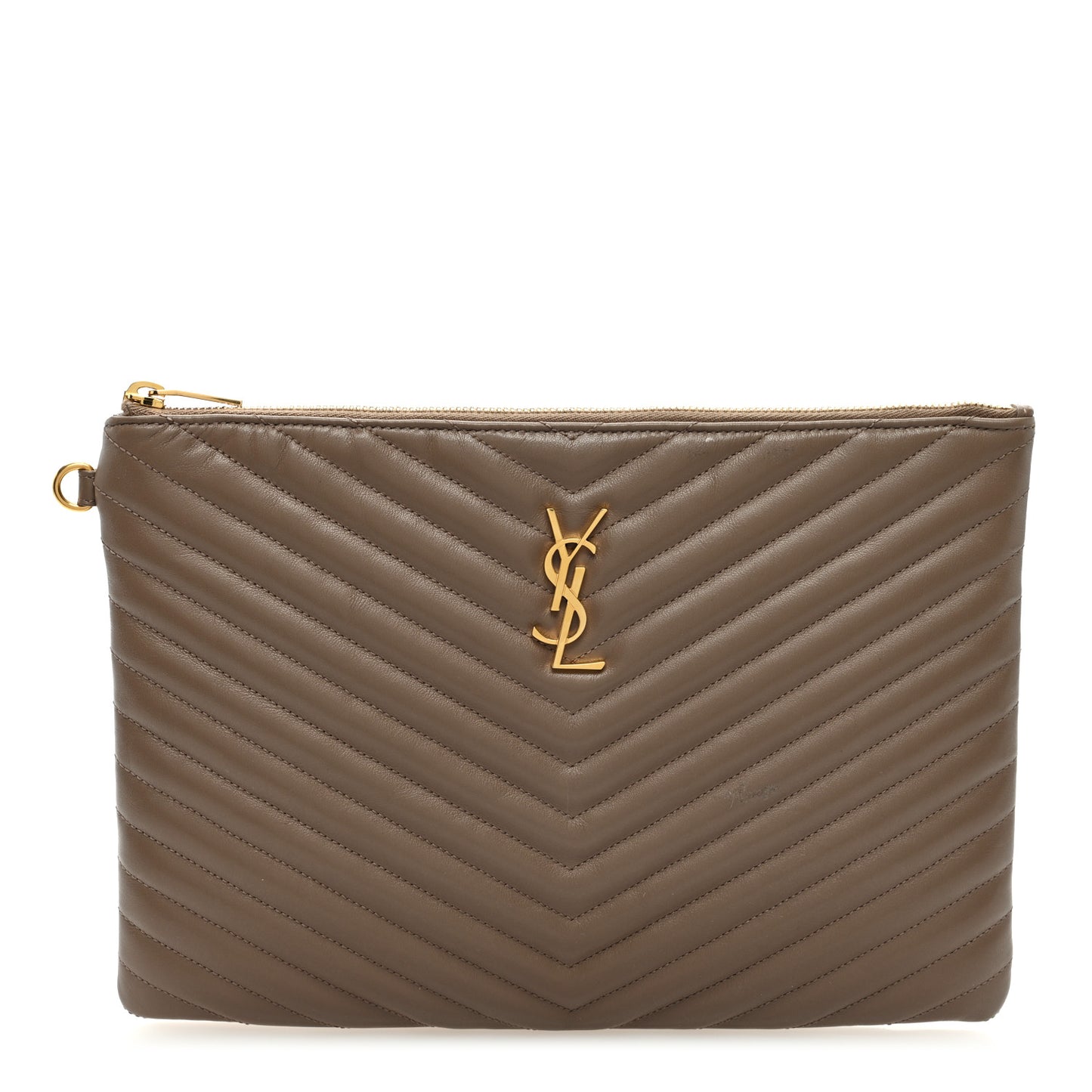 Calfskin Matelasse Monogram Cassandre Tablet Pouch Taupe