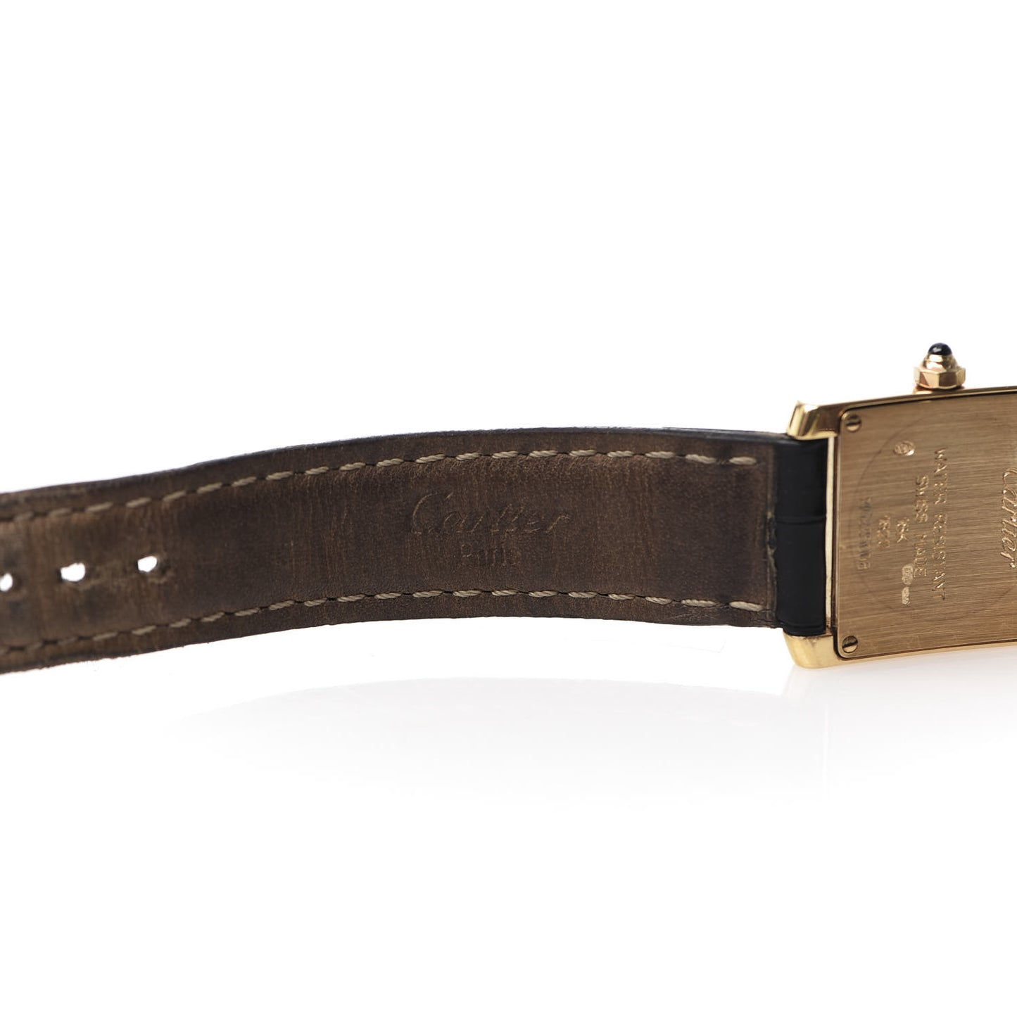18K Yellow Gold Alligator 20mm Tank Francaise Quartz Watch